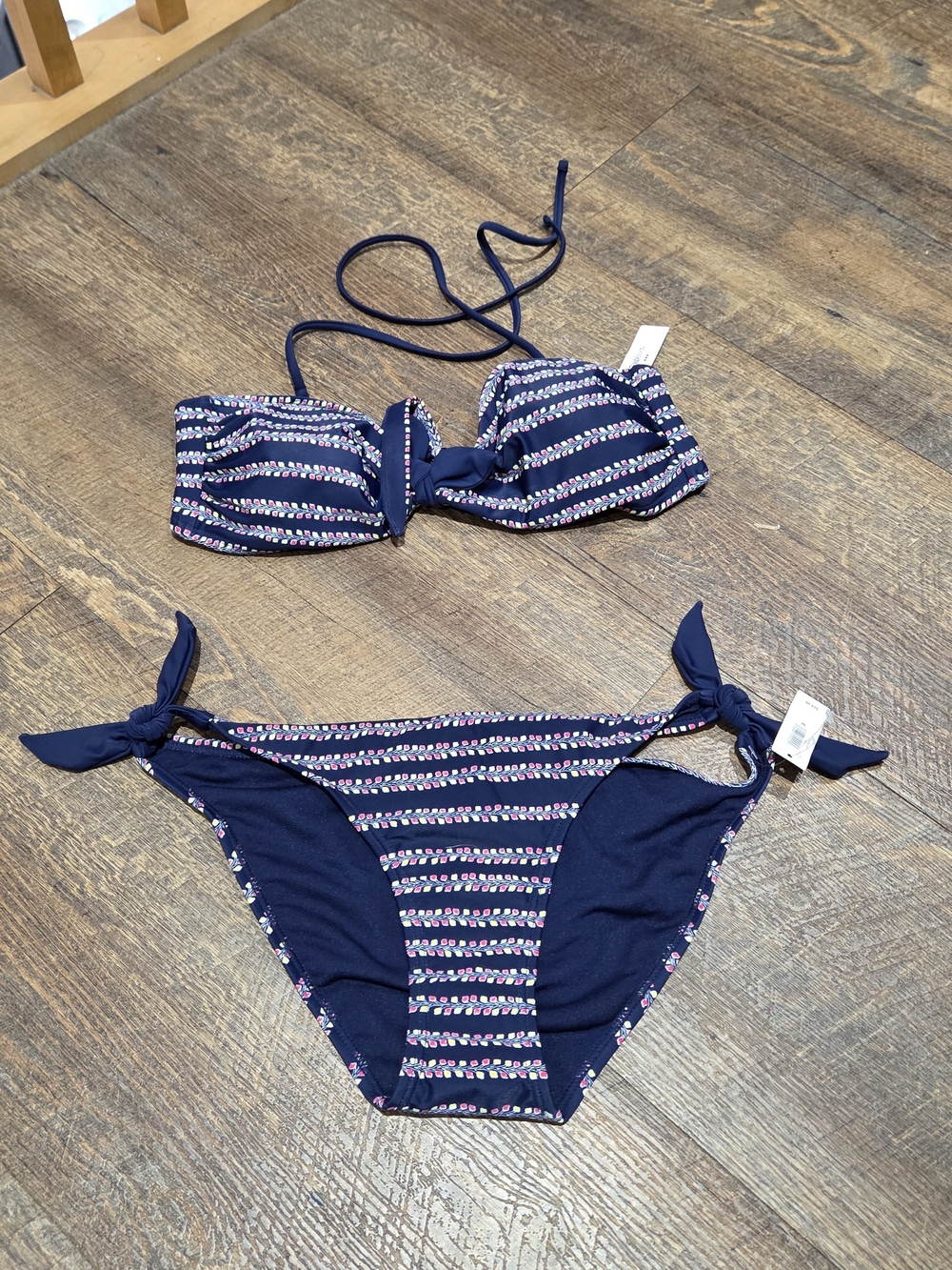 Gapbody Navy Stripe Tie-Side Bikini Set